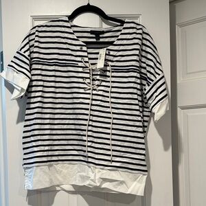 NWT J.Crew Striped Lace-Up Top